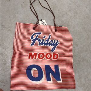 Striped Tote Bag with Friday Mood Print